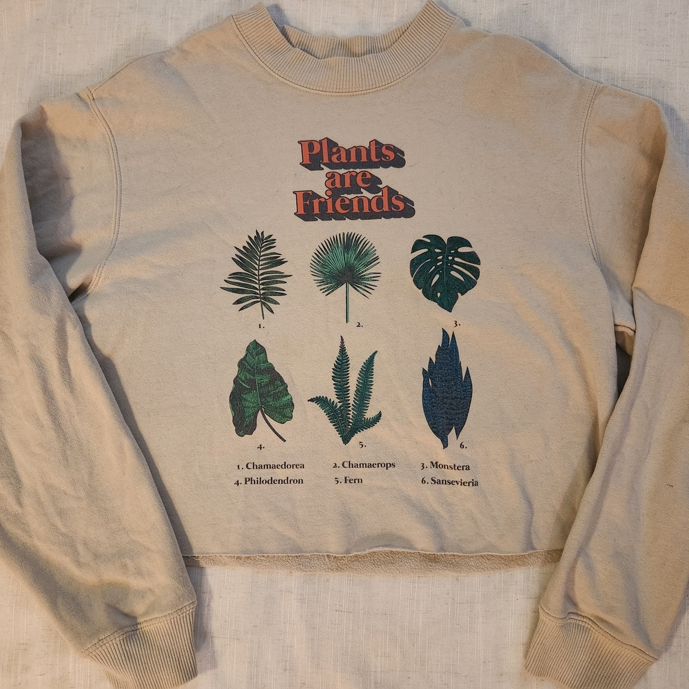 Beige 'Plants are Friends' Sweatshirt ***